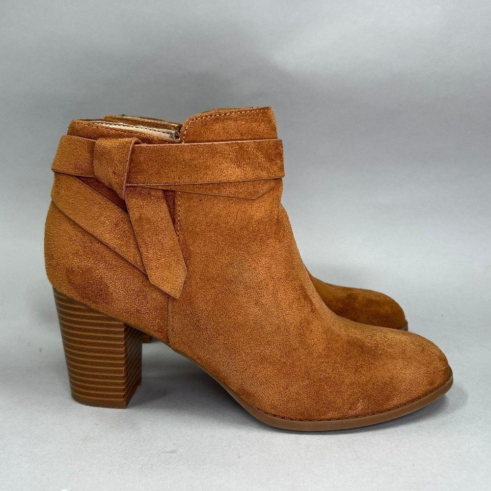 ZBY Ankle Boots Women's Size 8.5 Rust Brown Suede‎ Heeled Ankle Booties